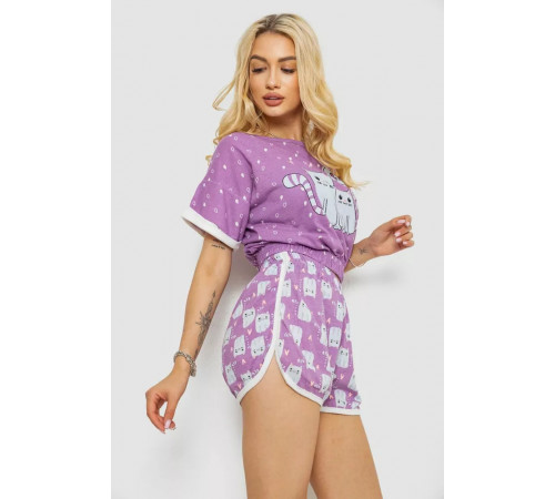 Піжама жіноча з принтом, колір фіолетовий, 243R15236