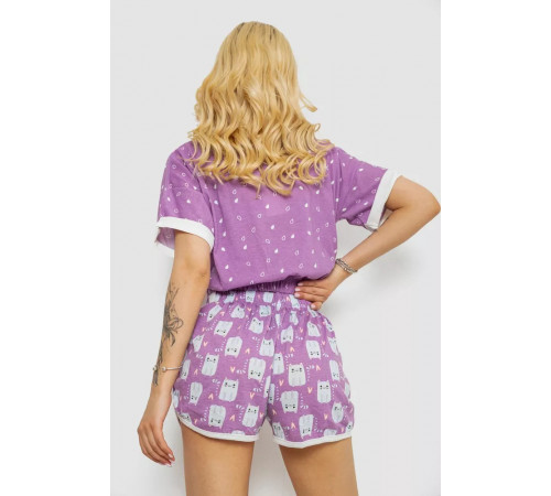 Піжама жіноча з принтом, колір фіолетовий, 243R15236