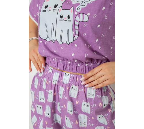 Піжама жіноча з принтом, колір фіолетовий, 243R15236