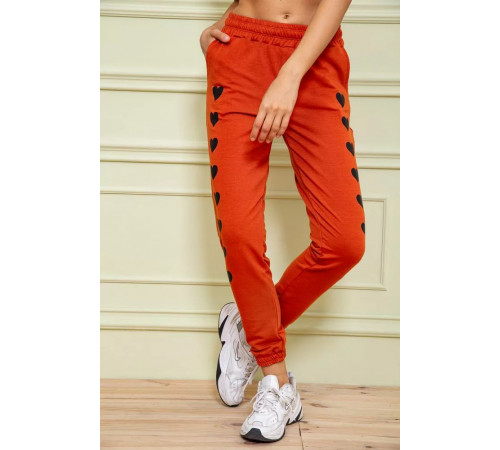 Жіночі спортивні штани, з принтом Серце, колір теракотовий, 102R212