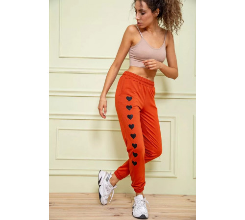 Жіночі спортивні штани, з принтом Серце, колір теракотовий, 102R212