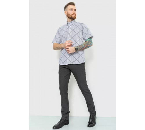 Сорочка чоловіча з принтом 167R7013, колір біло-чорний, 167R0713