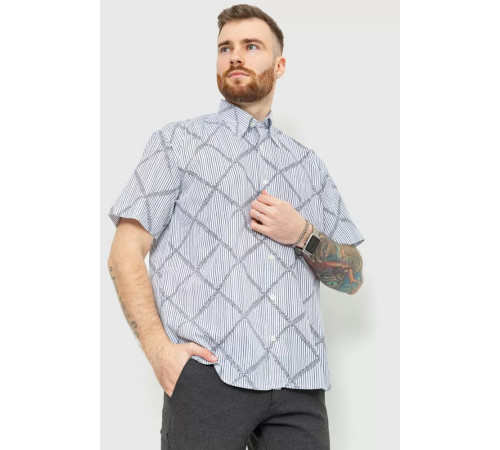 Сорочка чоловіча з принтом 167R7013, колір біло-чорний, 167R0713