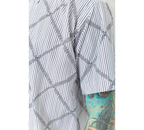 Сорочка чоловіча з принтом 167R7013, колір біло-чорний, 167R0713