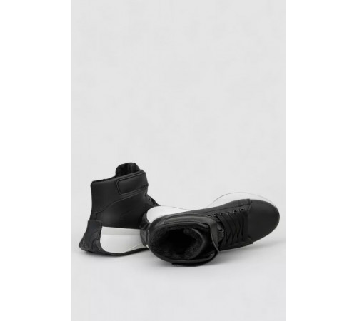 Черевики зимові жіночі на хутрі, колір чорно-білий, 248RXM25