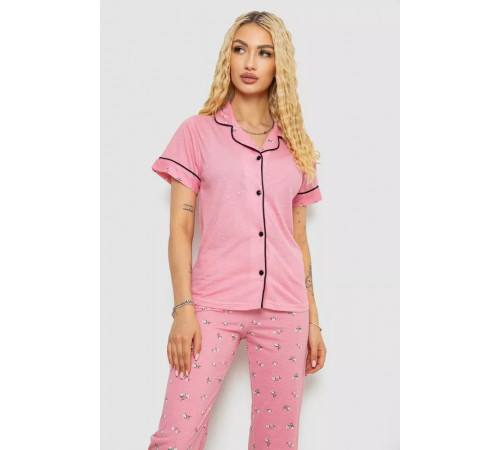 Жіноча піжама з принтом, колір рожевий, 243R7058