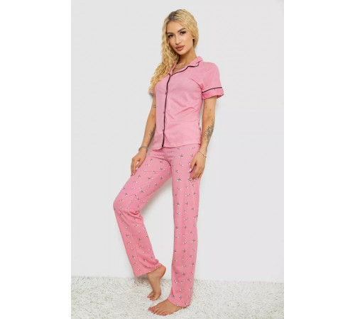 Жіноча піжама з принтом, колір рожевий, 243R7058