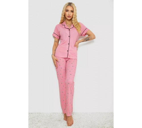 Жіноча піжама з принтом, колір рожевий, 243R7058