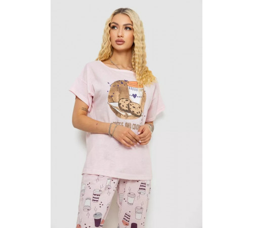 Женская пижама с принтом, цвет розовый, 243R15496