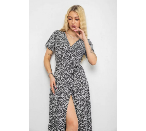 Сарафан на запах софт, колір чорно-білий, 241R184