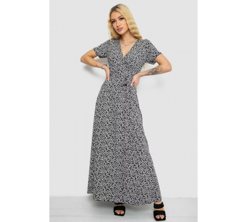 Сарафан на запах софт, колір чорно-білий, 241R184