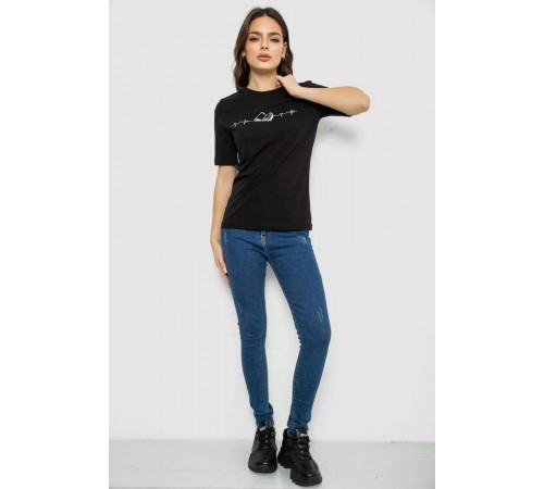 Женская футболка с принтом, цвет черный, 241R1835