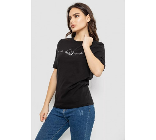 Женская футболка с принтом, цвет черный, 241R1835