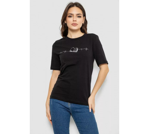 Женская футболка с принтом, цвет черный, 241R1835