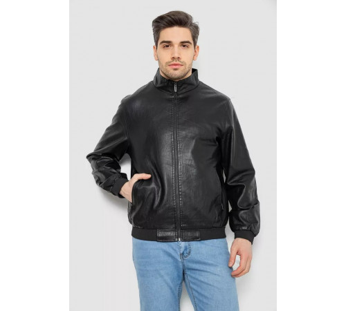 Куртка мужская кожаная, цвет черный, 244R717
