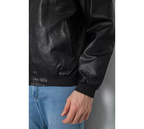 Куртка мужская кожаная, цвет черный, 244R717