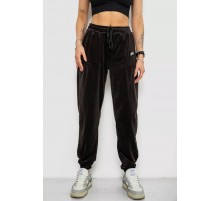 Спортивные брюки женские велюровые на флисе, цвет черный, 238R58647-1