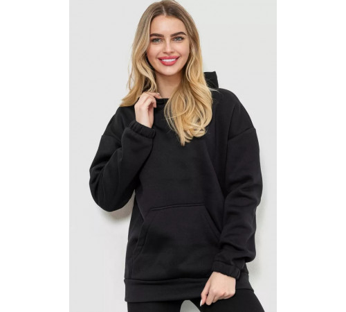 Худі жіноча тринитка на флісі, колір чорний, 102R364