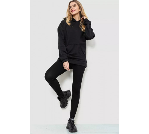Худі жіноча тринитка на флісі, колір чорний, 102R364