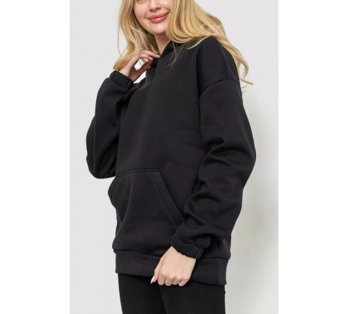 Худі жіноча тринитка на флісі, колір чорний, 102R364