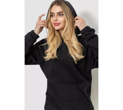 Худі жіноча тринитка на флісі, колір чорний, 102R364