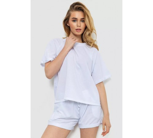 Женский костюм однотонный, цвет белый, 244R039 Женский костюм однотонный, цвет белый, 244R039