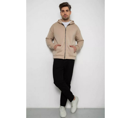 Кофта мужская на флисе с капюшоном, цвет светло-бежевый, 238R58698.
