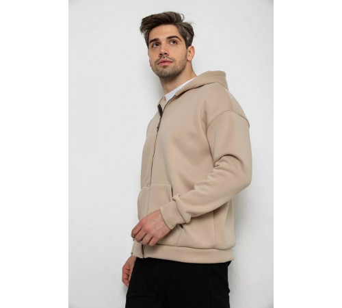 Кофта мужская на флисе с капюшоном, цвет светло-бежевый, 238R58698.