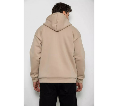 Кофта мужская на флисе с капюшоном, цвет светло-бежевый, 238R58698.