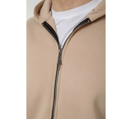 Кофта мужская на флисе с капюшоном, цвет светло-бежевый, 238R58698.