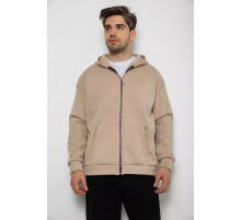 Кофта мужская на флисе с капюшоном, цвет светло-бежевый, 238R58698.