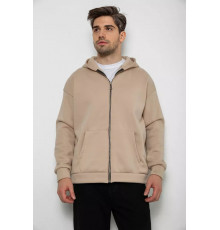 Кофта мужская на флисе с капюшоном, цвет светло-бежевый, 238R58698.