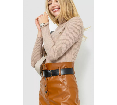 Водолазка жіноча в рубчик, колір бежевий, 204R045