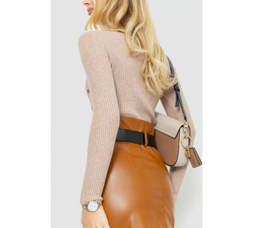 Водолазка жіноча в рубчик, колір бежевий, 204R045