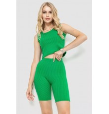 Женский костюм в рубчик повседневный, цвет зеленый, 214R700