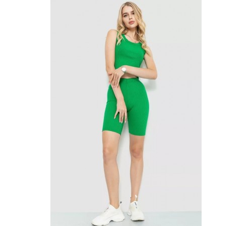 Женский костюм в рубчик повседневный, цвет зеленый, 214R700 Женский костюм в рубчик повседневный, цвет зеленый, 214R700