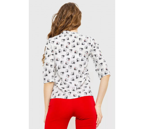 Блуза с принтом, цвет молочно-черный, 230R1121.