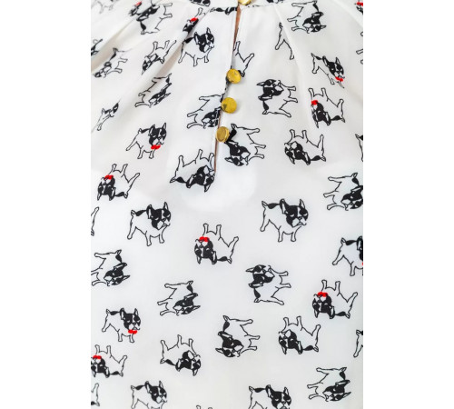 Блуза с принтом, цвет молочно-черный, 230R1121.