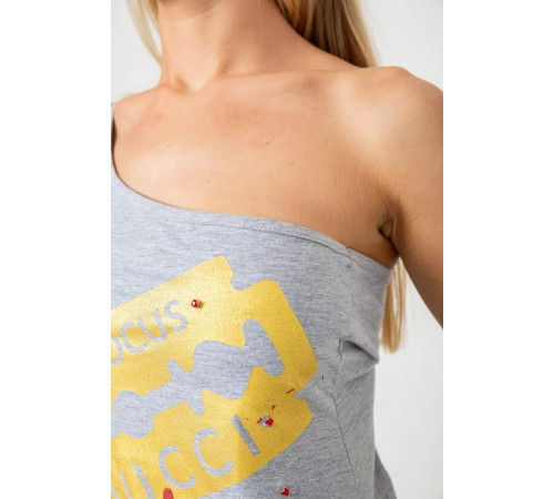 Майка жіноча зі стразами, колір сірий, 247R029