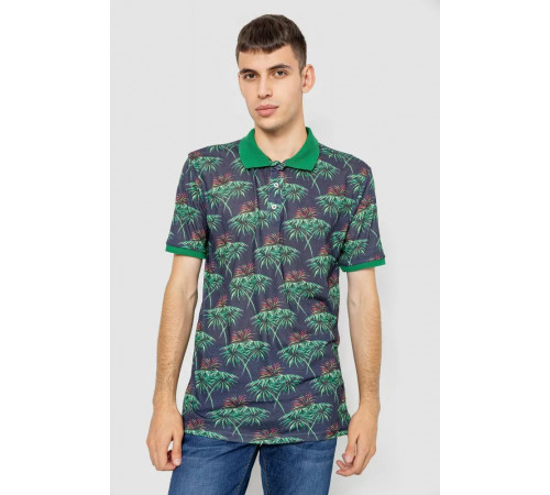 Поло чоловіче з принтом, колір зелено-синій, 247R309