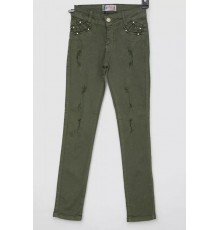 Джинсы для девочек, цвет хаки, 247R10043