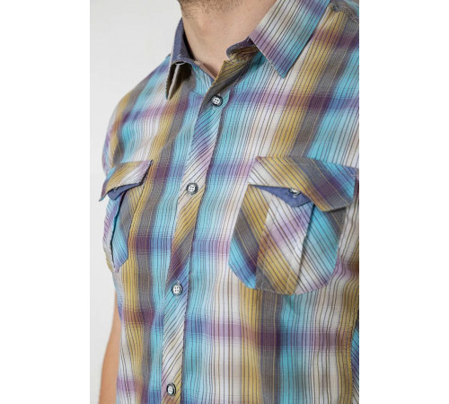 Рубашка мужская с коротким рукавом, цвет разноцветный, 214R7146