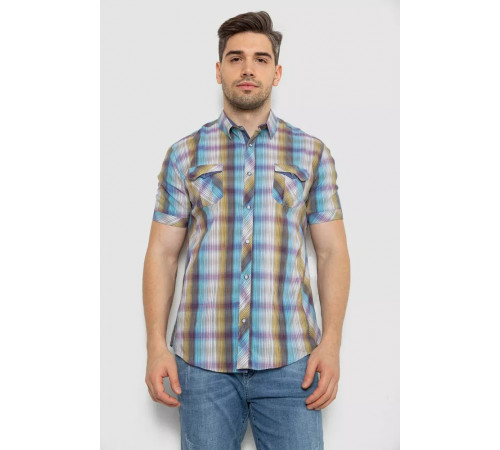 Рубашка мужская с коротким рукавом, цвет разноцветный, 214R7146
