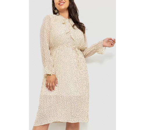 Сукня шифонова, колір світло-бежевий, 204R721-1