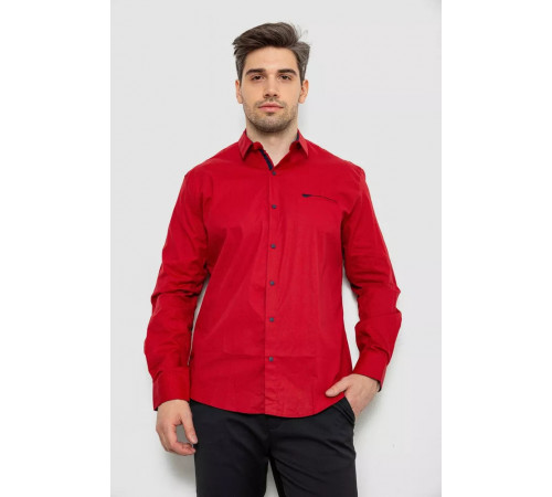 Рубашка мужская с принтом, цвет бордовый, 214R7403.