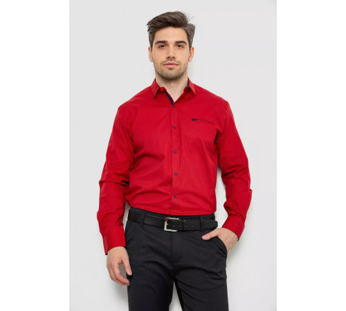 Рубашка мужская с принтом, цвет бордовый, 214R7403.