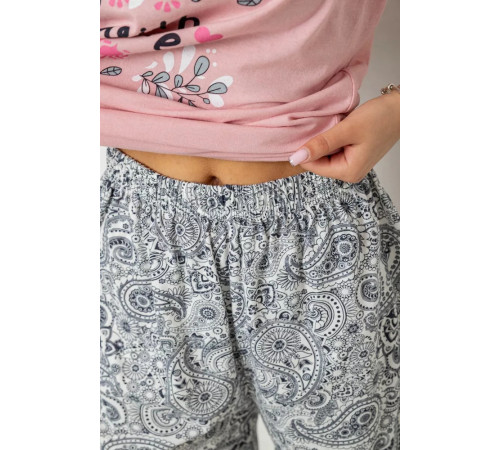 Піжама жіноча з принтом, колір пудровий, 243R8484