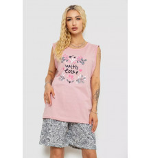 Піжама жіноча з принтом, колір пудровий, 243R8484