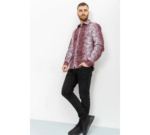 Сорочка чоловіча в смужку, колір біло-бордовий, 131R140125