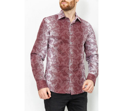 Сорочка чоловіча в смужку, колір біло-бордовий, 131R140125